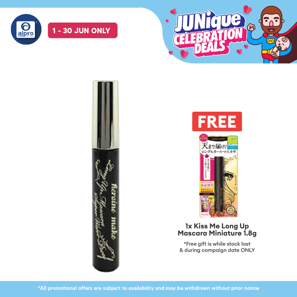 Kiss Me Heroine Make Up Mascara Super Waterproof 6g(01 Black\02 Brown\01 Jet Black\02 Brown)| Water Resistant Mascara Kiss Me