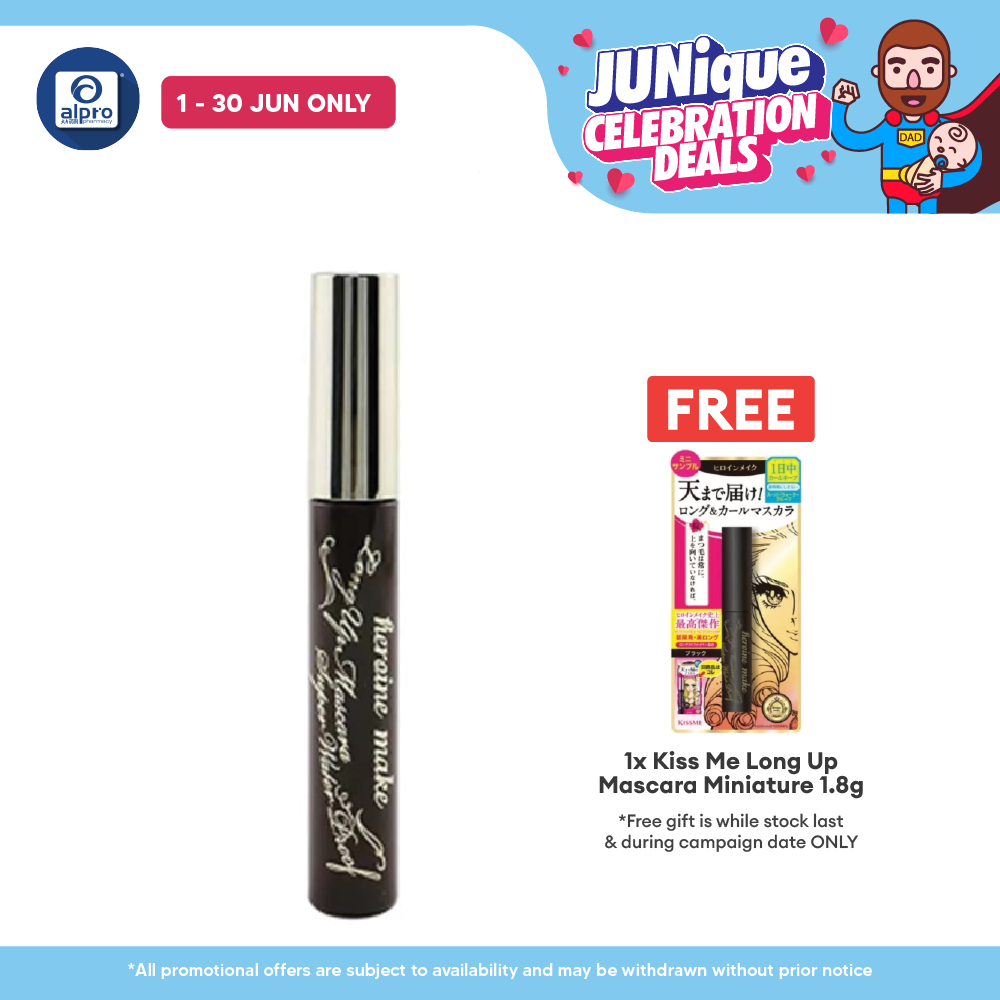 Kiss Me Heroine Make Up Mascara Super Waterproof 6g(01 Black\02 Brown\01 Jet Black\02 Brown)| Water Resistant Mascara Kiss Me