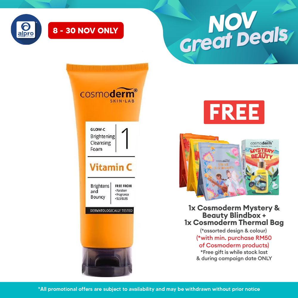 Cosmoderm Glow-c Brightening Cleansing Foam 100ml Alpro Pharmacy