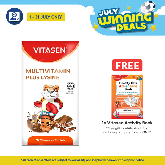 Vitasen Daily Multivitamin Plus Lysine (Chocolate / Orange) 60s | Improve Appetite Vitasen
