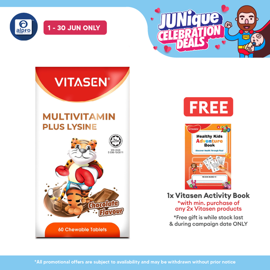 Vitasen Daily Multivitamin Plus Lysine (Chocolate / Orange) 60s | Improve Appetite Vitasen