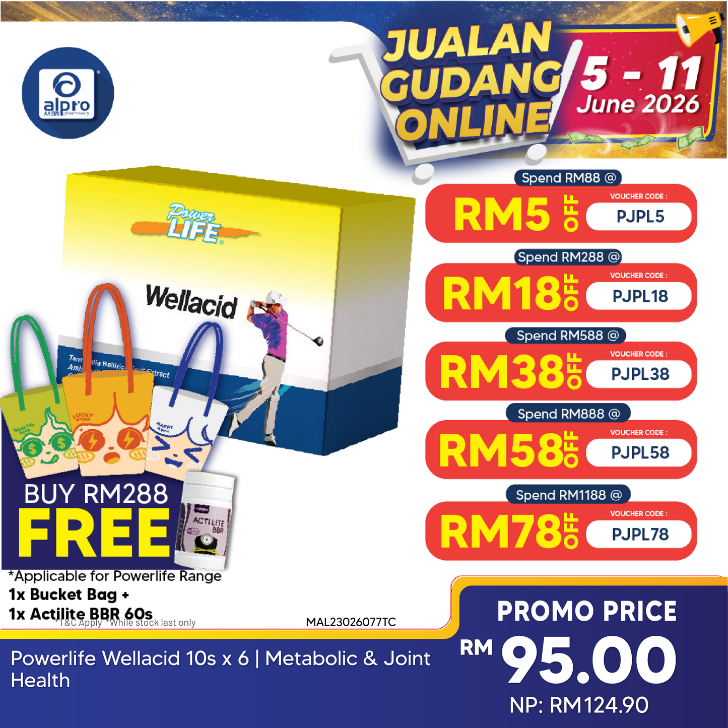 Powerlife Wellacid 10s x 6 | Metabolic & Joint Health Powerlife