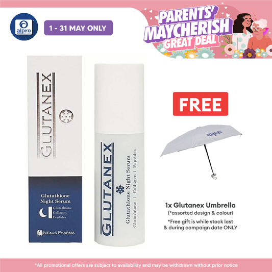 Glutanex Night Serum 30mL | Reduces Aging of The Skin / Brighten Skin Tone / Powerful Anti-wrinkle Effects Alpro Pharmacy