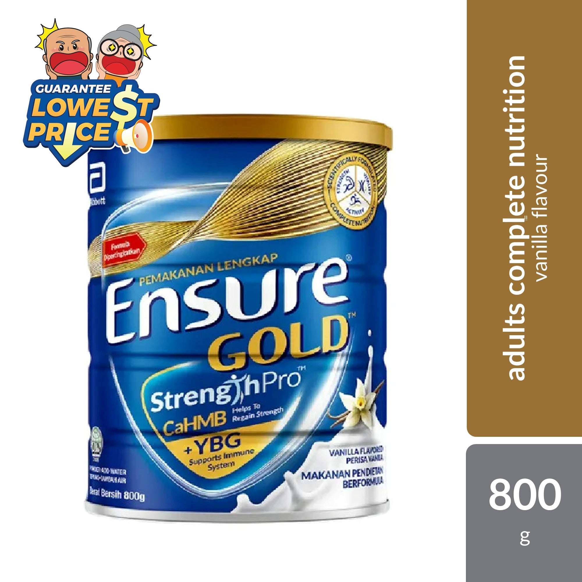 Abbott Ensure Gold Vanilla YBG (Yeast Beta Glucan) 800g | Complete And Balanced Nutrition Ensure