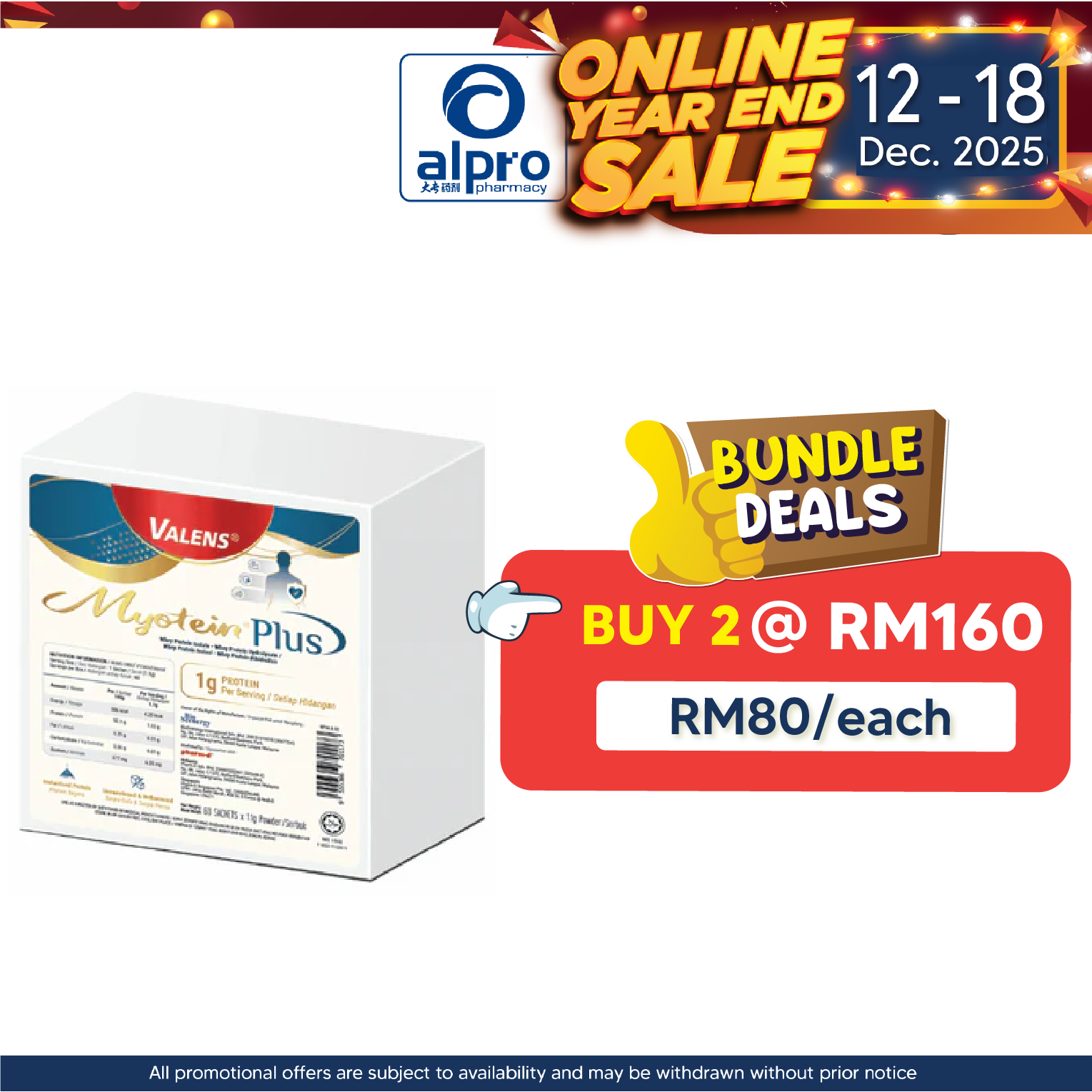 Valens Myotein Plus 1.1g x 60s | For High Protein & Recovery Needs Alpro Pharmacy