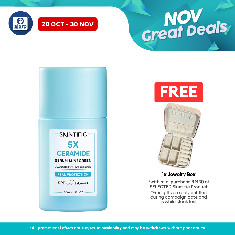 Skintific 5x Ceramide Serum Sunscreen Sunblock SPF50 PA++++ 30ml | Repair and Restore Skin Barrier Alpro Pharmacy