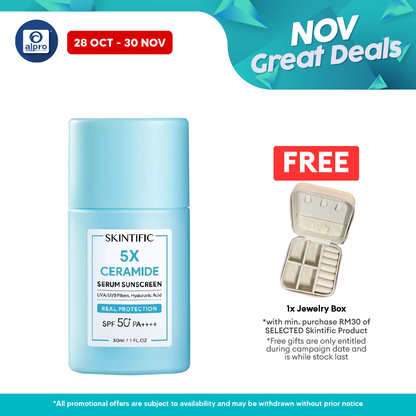 Skintific 5x Ceramide Serum Sunscreen Sunblock SPF50 PA++++ 30ml | Repair and Restore Skin Barrier Alpro Pharmacy