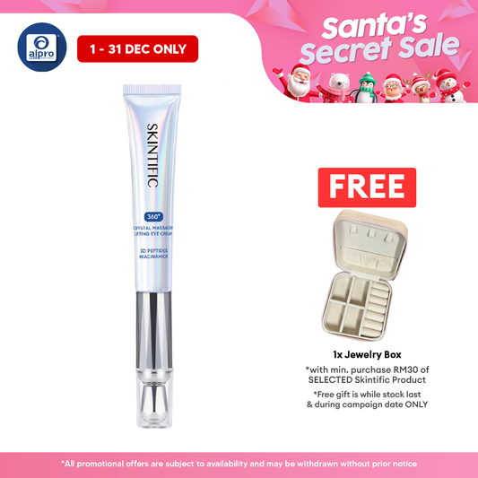 Skintific 360 Degree Crystal Massager Lifting Eye Cream 20g | Reduce Fine Lines Dark Circles with Niacinamide Caffeine Skintific