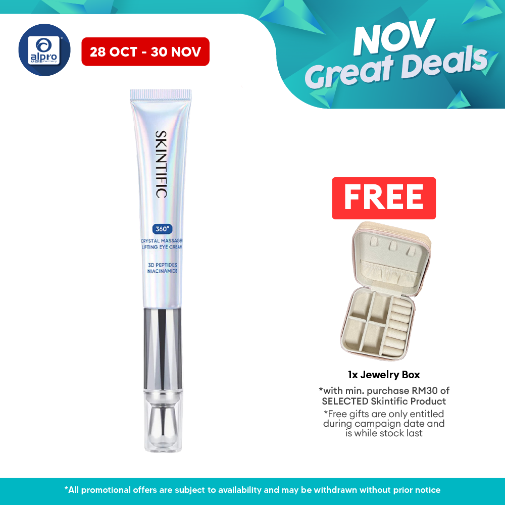 Skintific 360 Degree Crystal Massager Lifting Eye Cream 20g | Reduce Fine Lines Dark Circles with Niacinamide Caffeine Skintific