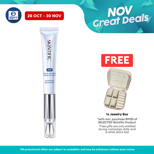 Skintific 360 Degree Crystal Massager Lifting Eye Cream 20g | Reduce Fine Lines Dark Circles with Niacinamide Caffeine Skintific