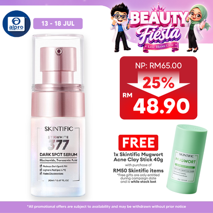 Skintific Symwhite 377 Dark Spot Serum 20ml | Niacinamide Brightening, Moisturizing & Reduce Redness Skintific