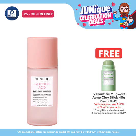 Skintific Glycolic Acid Daily Clarifying Toner 80ml | Daily Exfoliating Brighten Skin With Niacinamide Skintific
