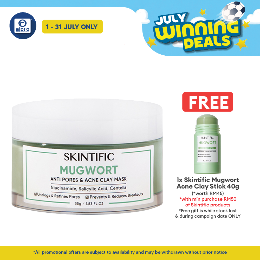 Skintific Mugwort Anti Pores & Acne Clay Mask 55g | Relieve Acne, Moisturizing, Oil Control Skintific
