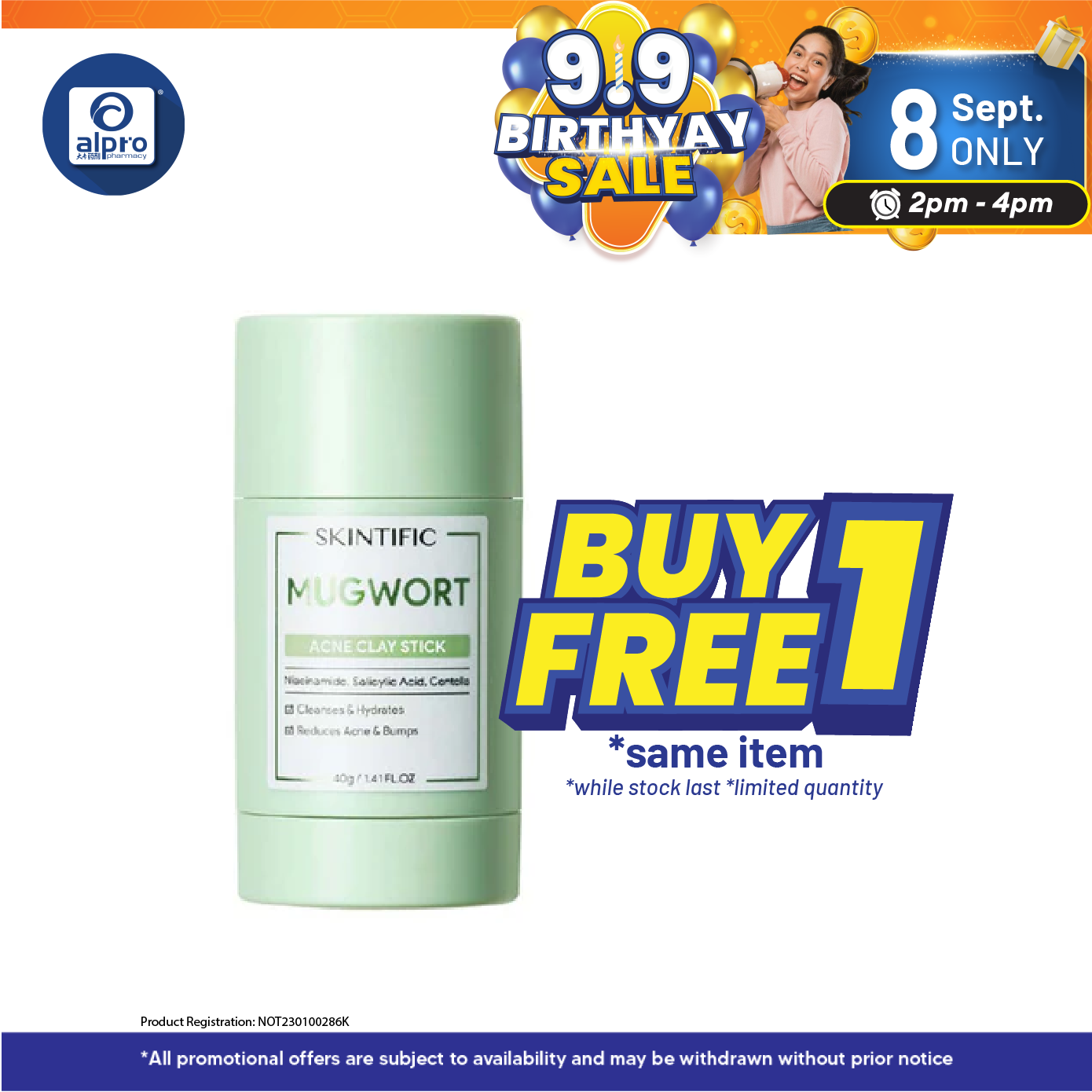 Skintific Mugwort Anti Pores & Acne Clay Mask Stick 40g Alpro Pharmacy