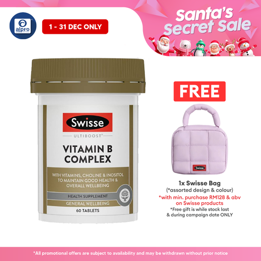 Swisse Ultiboost Vitamin B Complex 60s | Energy-Yielding Metabolism and Relieve from Tiredness Alpro Pharmacy