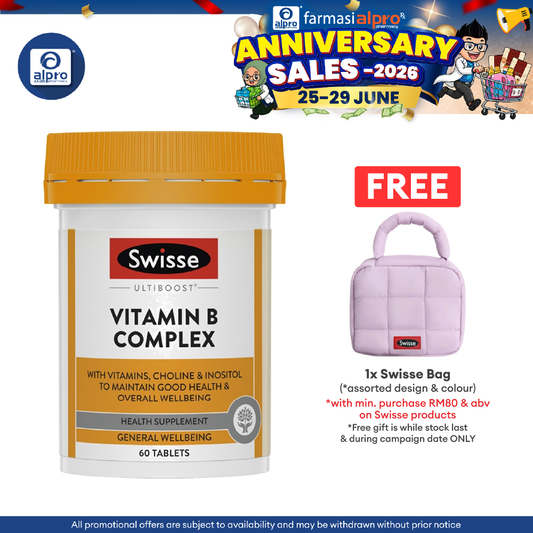 Swisse Ultiboost Vitamin B Complex 60s | Energy-Yielding Metabolism and Relieve from Tiredness Swisse