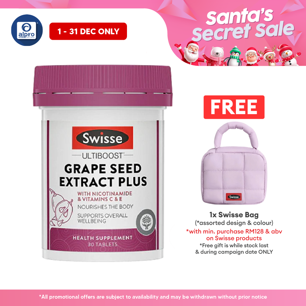 Swisse Ultiboost Grape Seed Plus 30s | Support Collagen Formation, Skin Health And Antioxidant Activity Swisse