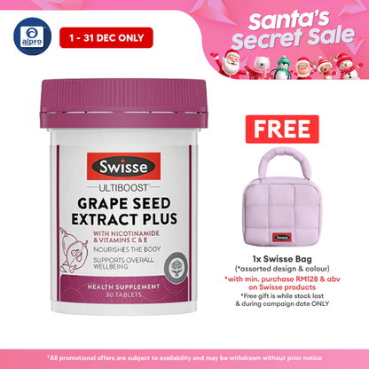 Swisse Ultiboost Grape Seed Plus 30s | Support Collagen Formation, Skin Health And Antioxidant Activity Swisse