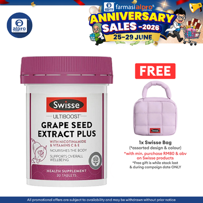 Swisse Ultiboost Grape Seed Plus 30s | Support Collagen Formation, Skin Health And Antioxidant Activity Swisse
