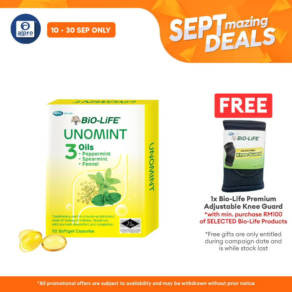 Bio-life Unomint 10x10s | Relief Of Feeling Of Fullness, Flatulence, Mild Stomach Discomfort And Indigestion. Alpro Pharmacy