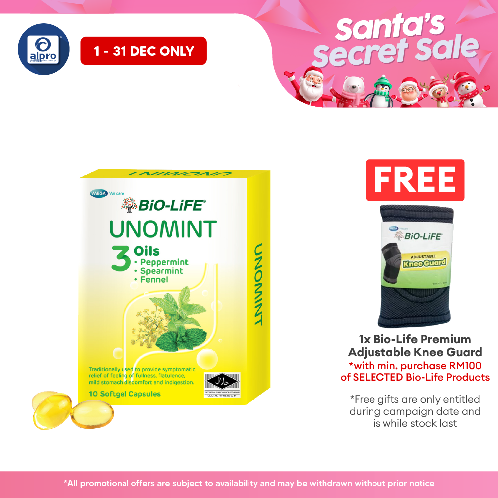 Bio-life Unomint 10x10s | Relief Of Feeling Of Fullness, Flatulence, Mild Stomach Discomfort And Indigestion. Bio-life