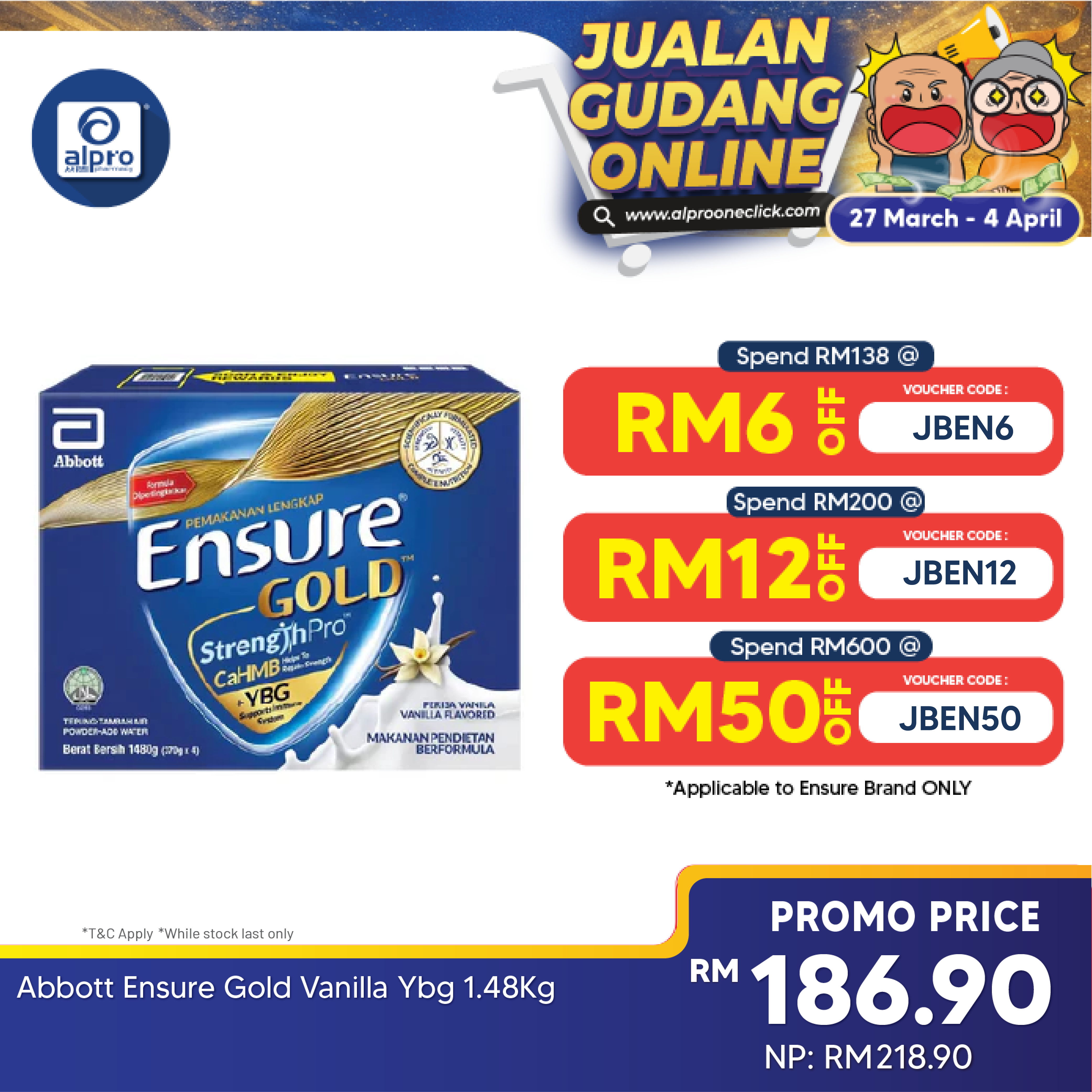 Abbott Ensure Gold Vanilla YBG (Yeast Beta Glucan) 1.48kg | Complete And Balanced Nutrition Ensure