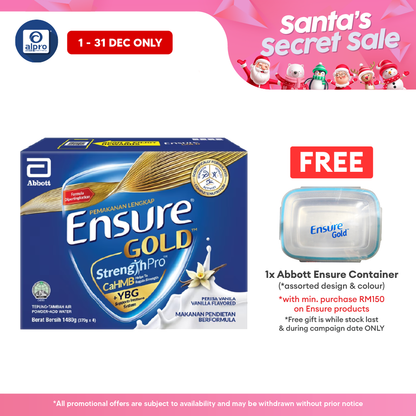 Abbott Ensure Gold Vanilla YBG (Yeast Beta Glucan) 1.48kg | Complete And Balanced Nutrition Alpro Pharmacy