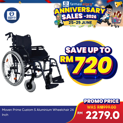 Moven Prime Custom S Aluminium Wheelchair 24inch | Allows Better Control