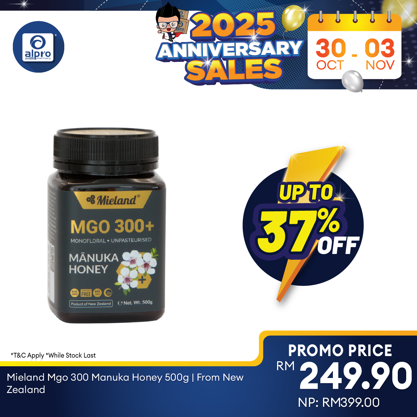 Mieland MGO 300 Manuka Honey 500g | From New Zealand Mieland