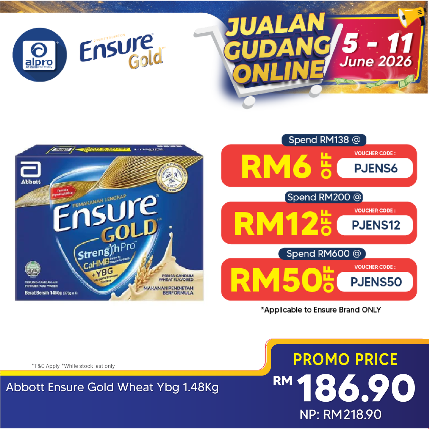 Abbott Ensure Gold Wheat YBG (Yeast Beta Glucan) 1.48kg | Complete And Balanced Nutrition Ensure