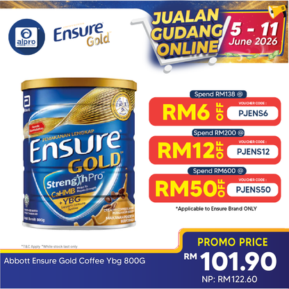 Abbott Ensure Gold Coffee YBG (Yeast Beta Glucan) 800g | Complete And Balanced Nutrition Ensure