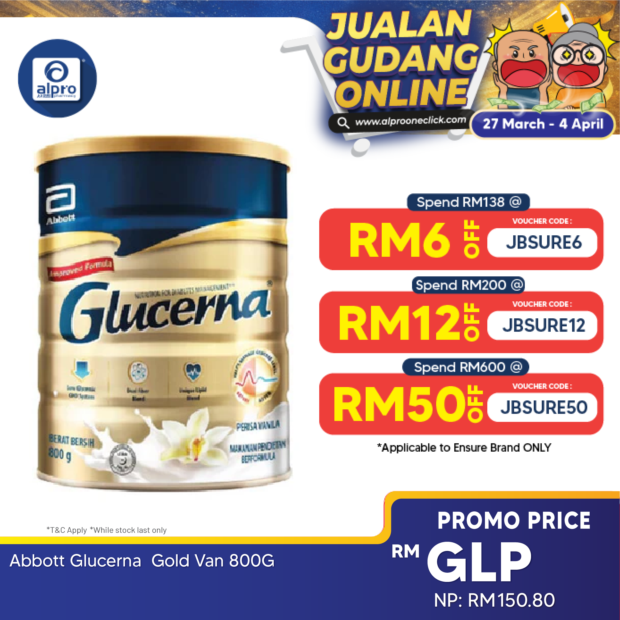 Abbott Glucerna Gold Vanilla 800g | Diabetes Formula Glucerna