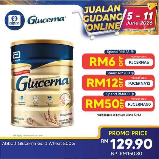 Abbott Glucerna Gold Wheat 800g | Helps Support Your Blood Glucose Management Glucerna
