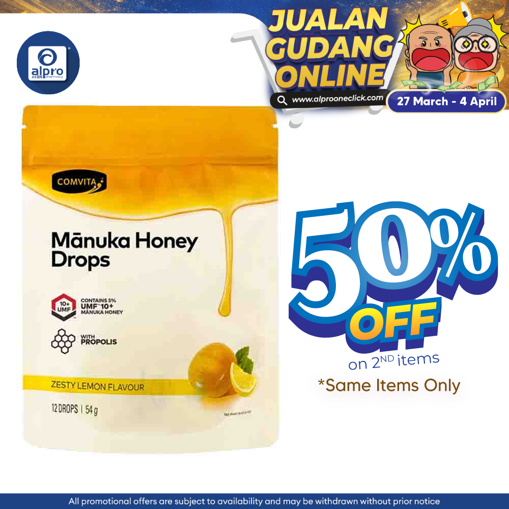 Comvita Manuka Honey Drops - Lemon & Honey 12s Comvita