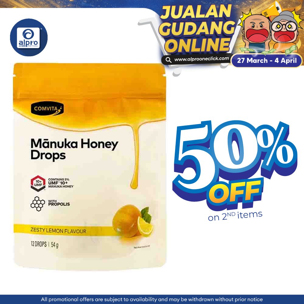 Comvita Manuka Honey Drops - Lemon & Honey 12s Comvita