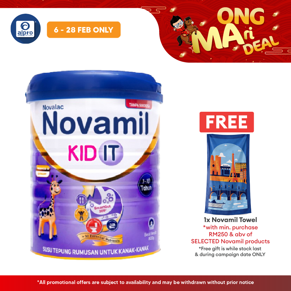 Novalac Novamil Kid IT 800g | With SmartGut360° & 30 Essential Nutrients with Omega 3 & Omega 6 Novalac