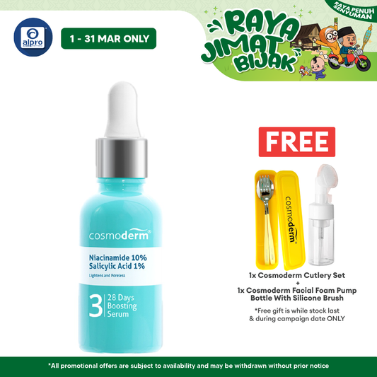 Cosmoderm Niacinamide 28 Day Boosting Serum 15ml | Improve Brighten Skin Tone Alpro Pharmacy