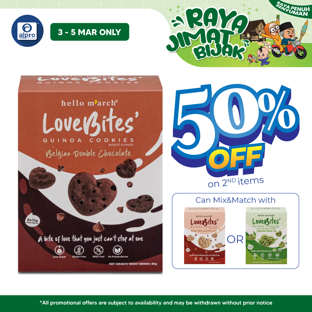 Hello M'arch Quinoa Cookies Double Dark Chocolate 6 X 15gm | Tickle Your Taste Bud Hello M'arch