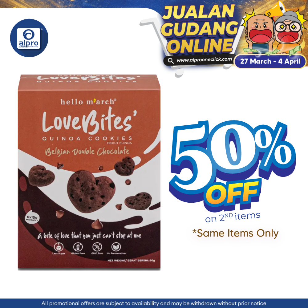 Hello M'arch Quinoa Cookies Double Dark Chocolate 6 X 15gm | Tickle Your Taste Bud Hello M'arch