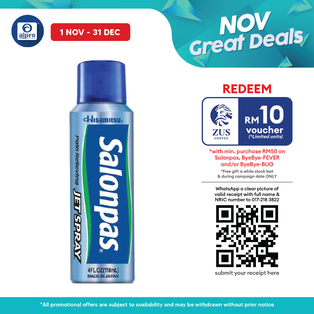 Hisamitsu Salonpas Jet Spray 118ml | Muscle and Joint Pain Fast Reliever Alpro Pharmacy