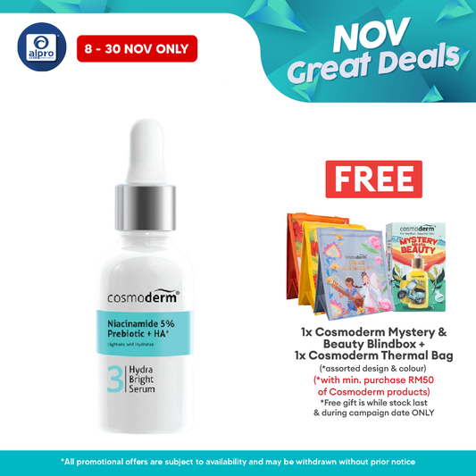 Cosmoderm Niacinamide Hydra Bright Serum 30ml | Best To Soothe And Lighten Skin Cosmoderm