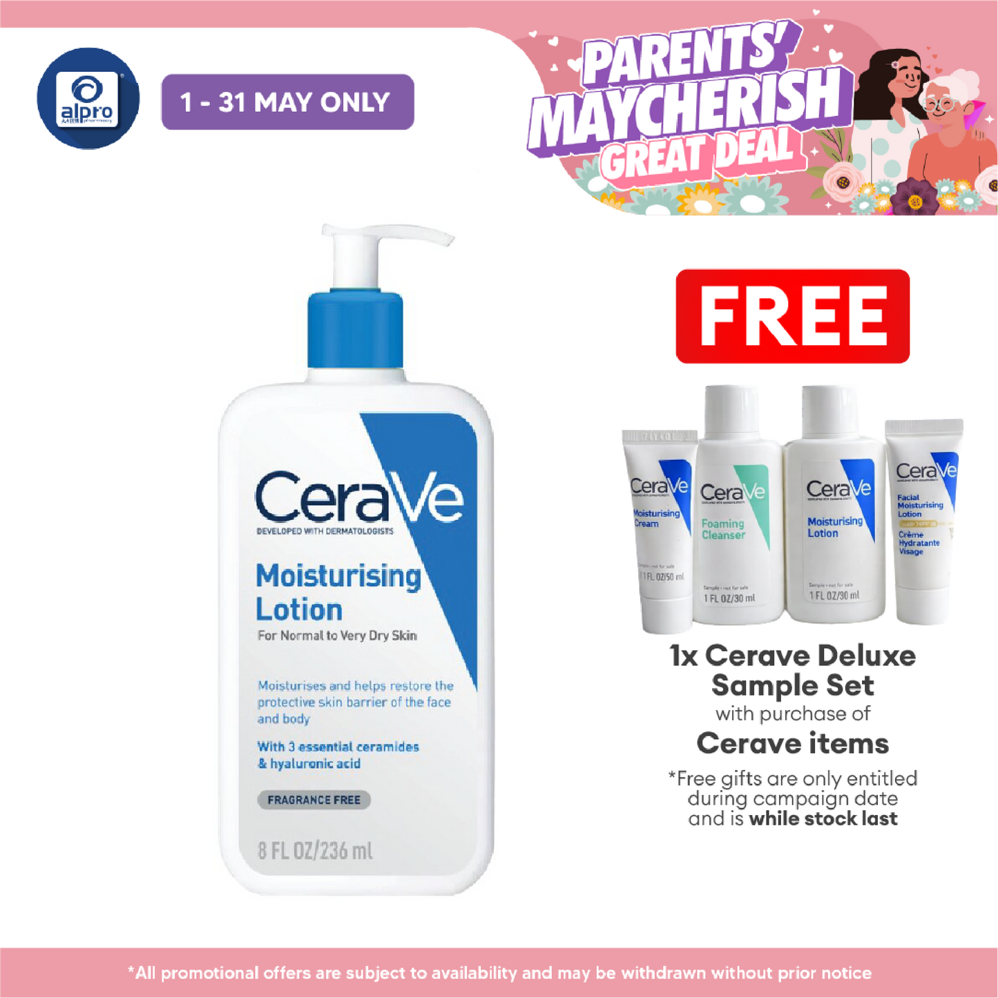 Cerave Daily Moist Lotion 236ml | Helps Hydrate The Skin Cerave