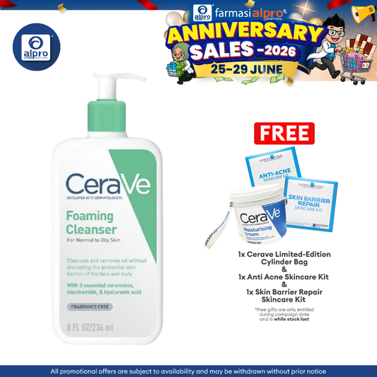 Cerave Foaming Cleanser 236ml | Cleanses And Remove Excess Sebum Cerave