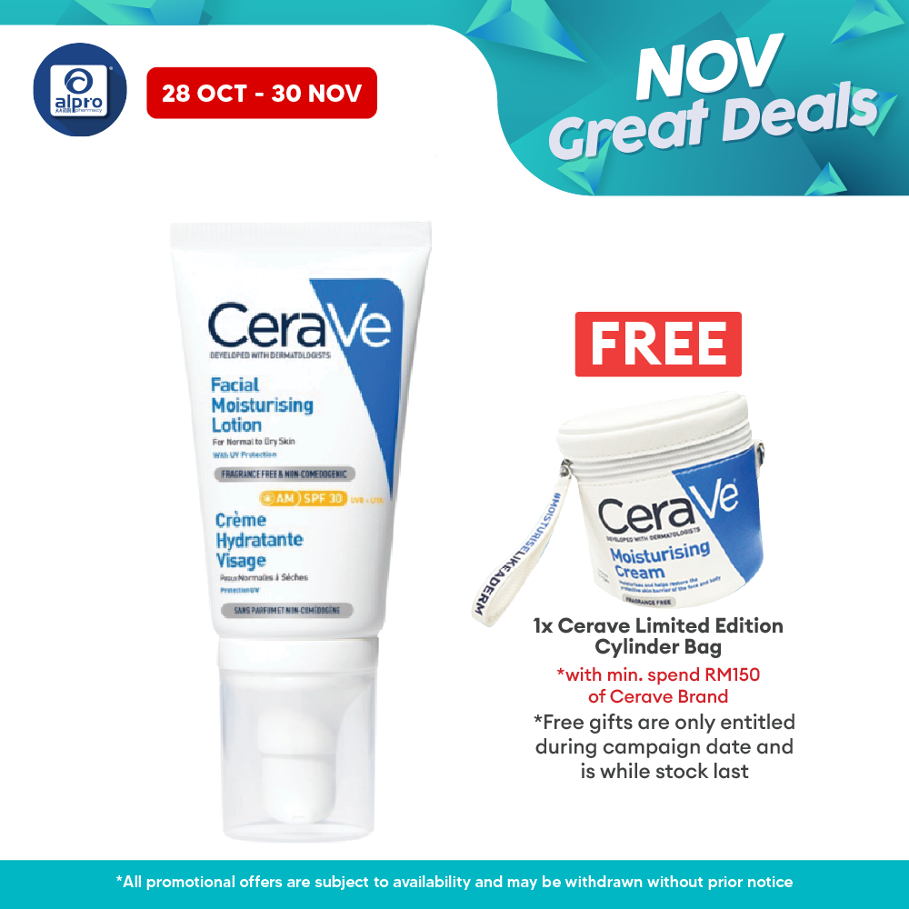 Cerave AM Facial Moisturizer Lotion 52ml | Moisturizes And Protects The Skin UV Cerave