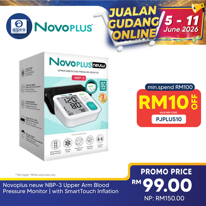 Novoplus neuw NBP-3 Upper Arm Blood Pressure Monitor | with SmartTouch Inflation Novoplus