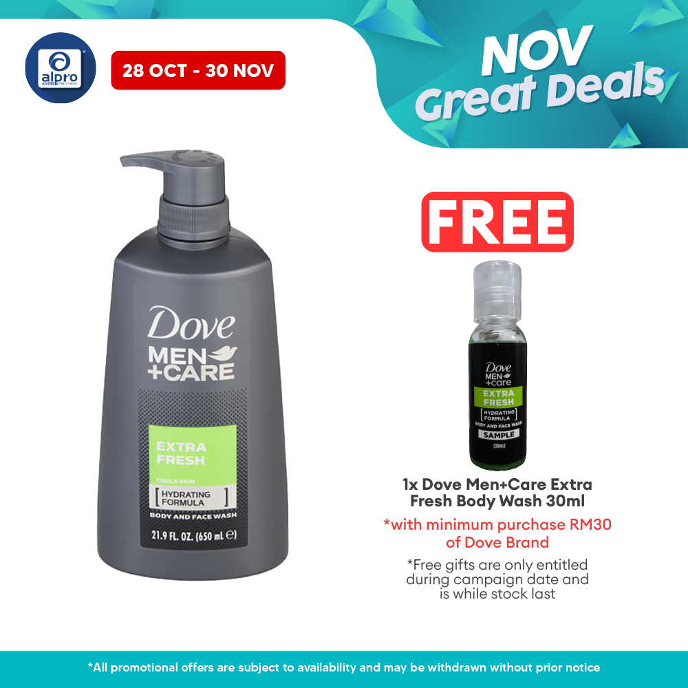 Dove Men+care Extra Fresh Body Wash 650ml I Helps To Hydrate For Strong, Healthy Skin Alpro Pharmacy