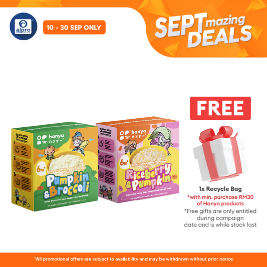 Hanya Freeze-Dried Baby Porridge With Riceberry & Pumpkin 3s X 14g | Kids Healthy Snacks Hanya