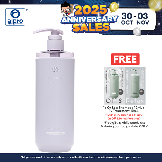 Off & Relax Spa Shampoo Silky Night Repair Violet Musk Scent 460ml Alpro Pharmacy