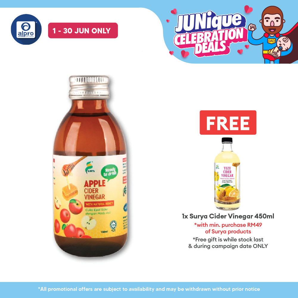 Surya Ready To Drink Apple Cider Vinegar With Natural Honey 150ml | Enriched With Natural Goodness Surya