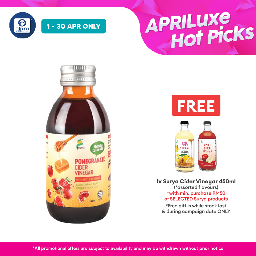 Surya Ready To Drink Pomegranate Cider Vinegar With Natural Honey 150ml | Enriched With Natural Goodness Surya